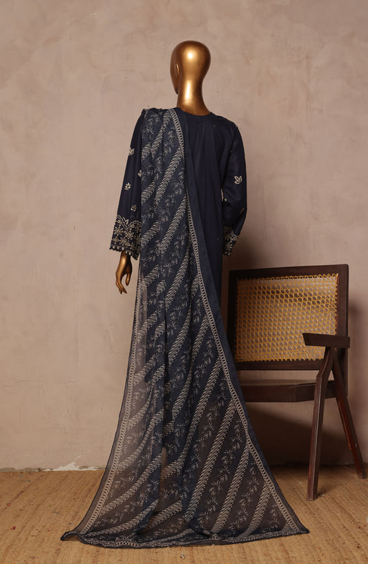 Bin Saeed Embroidered Lawn Stitched 3 Piece Suit - D-07 - BS25LPLV4 - Blue - Summer Collection