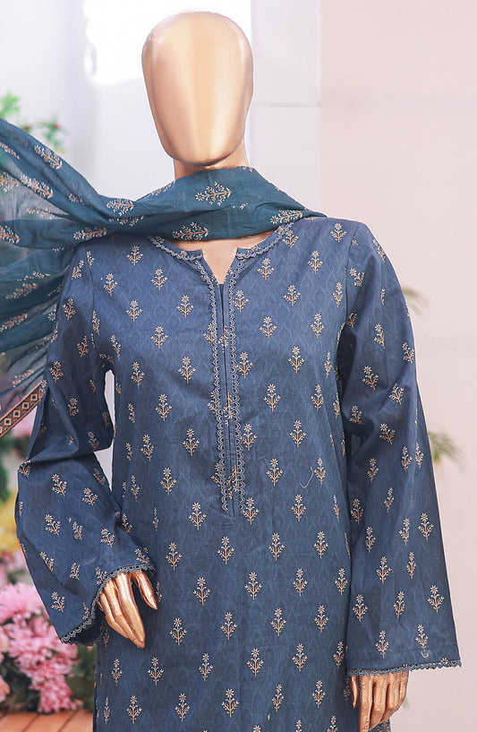 Bin Saeed Printed Lawn Stitched 3 Piece Suit - D-07 - BS25PLV6 - Blue - Summer Collection