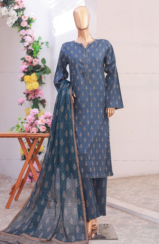 Bin Saeed Printed Lawn Stitched 3 Piece Suit - D-07 - BS25PLV6 - Blue - Summer Collection
