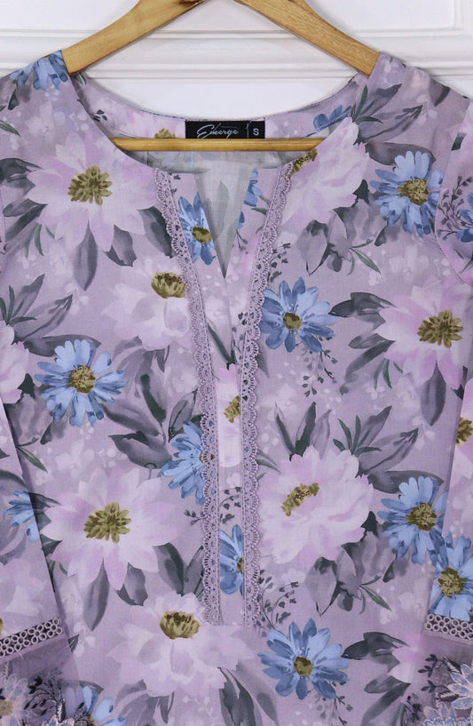 Emerge Embroidered Lawn Stitched 3 Piece Suit - D-07 - EM25CL3 - Purple - Summer Collection