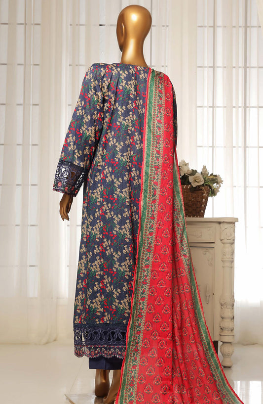 Sadabahar Embroidered Lawn Stitched 3 Piece Suit - D-07 - SBD25FC - Blue - Summer Collection