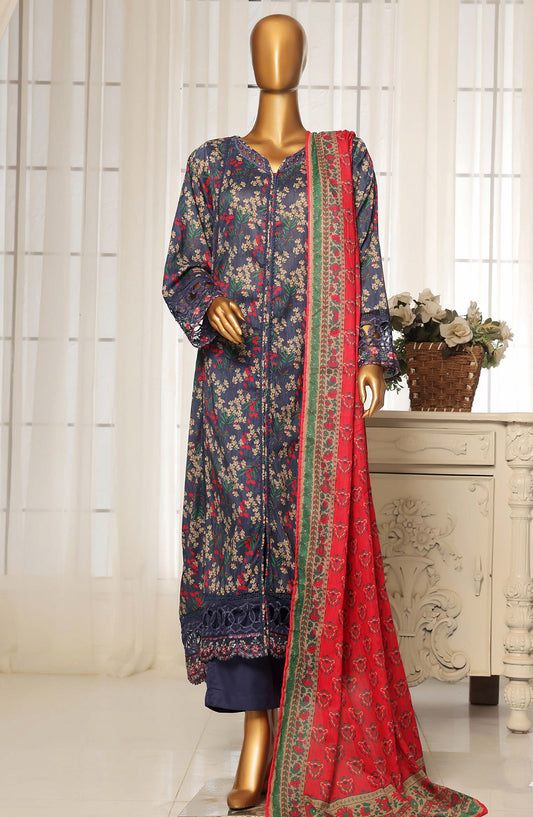 Sadabahar Embroidered Lawn Stitched 3 Piece Suit - D-07 - SBD25FC - Blue - Summer Collection