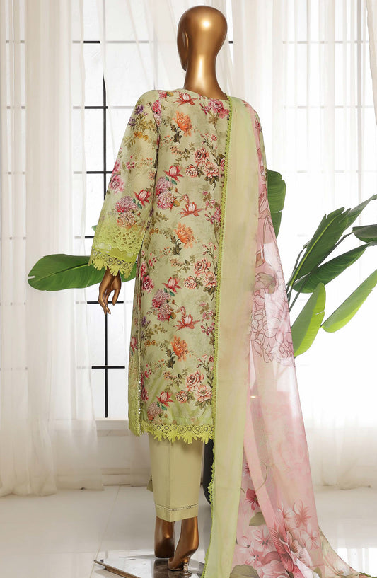 Sadabahar Chikankari Lawn Stitched 3 Piece Suit - D-07 - SBD25FC - Green - Summer Collection