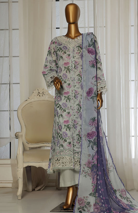 Sadabahar Embroidered Lawn Stitched 3 Piece Suit - D-07 - SBD25FCV2 - Blue - Summer Collection