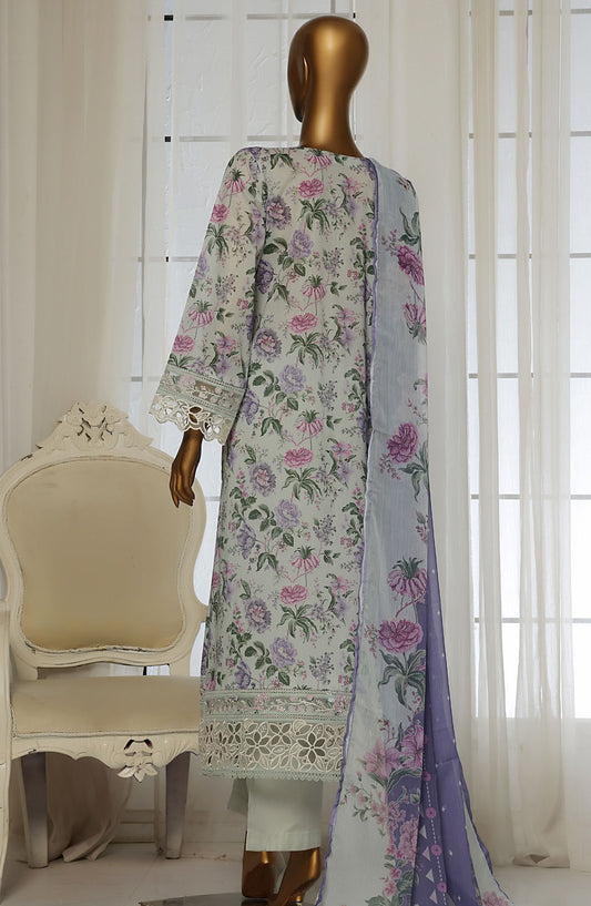 Sadabahar Embroidered Lawn Stitched 3 Piece Suit - D-07 - SBD25FCV2 - Blue - Summer Collection