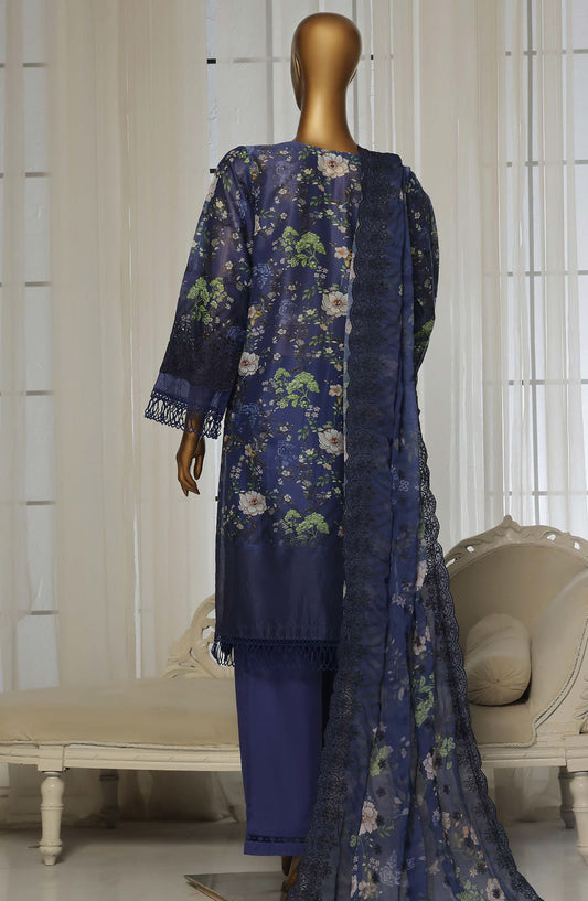 Sadabahar Chikankari Stitched 3 Piece Suit - D-07 - SBD25LFC - Blue - Summer Collection