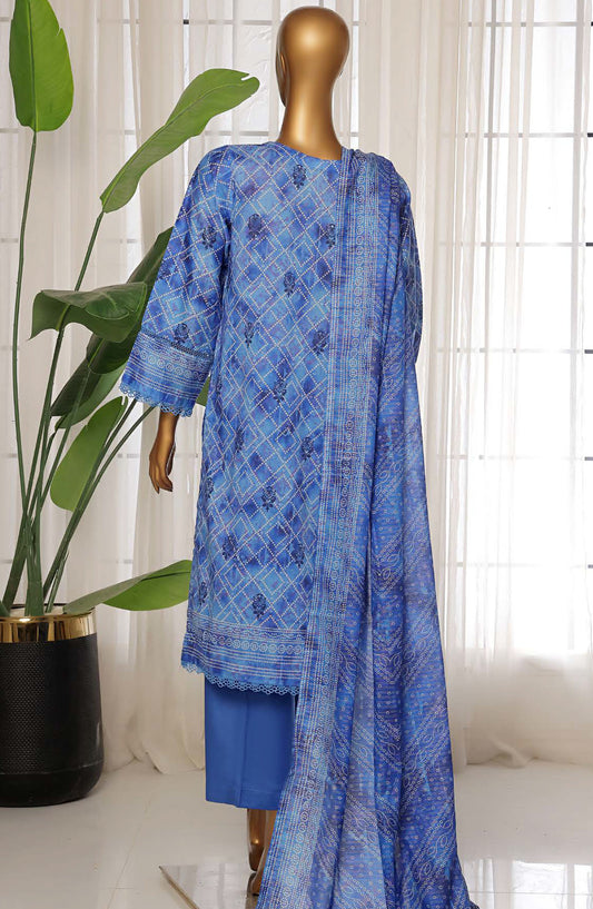 Sadabahar Printed Lawn Stitched 3 Piece Suit - D-07 - SDB25PLV3 - Blue - Summer Collection