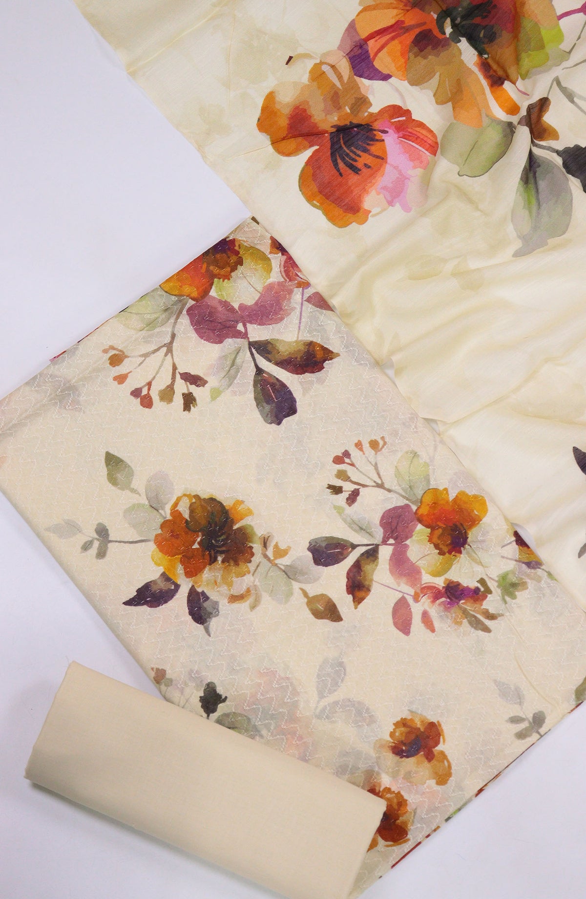 Maya by Amna Khadija Printed Lawn Unstitched 3 Piece Suit - D-08 - AM25MPPSL - Off White - Summer Collection