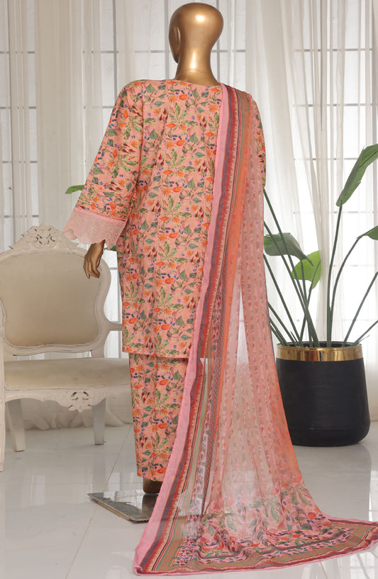 Bin Saeed Chikankari Lawn Stitched 3 Piece Suit - D-08 - BS25ECLV1 - Pink - Summer Collection