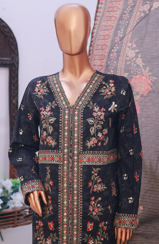 Bin Saeed Self Stripe Stitched 3 Piece Suit - D-08 - BS25EKCR - Blue - Summer Collection