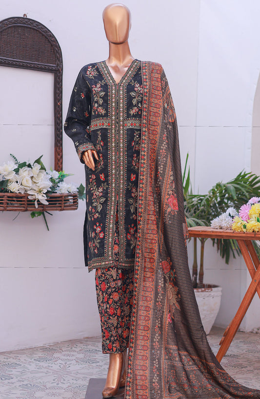 Bin Saeed Self Stripe Stitched 3 Piece Suit - D-08 - BS25EKCR - Blue - Summer Collection
