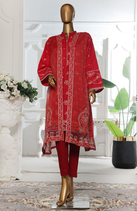 Bin Saeed Embroidered Cotton Stitched 3 Piece Suit - D-08 - BS25EKJ - Red - Summer Collection