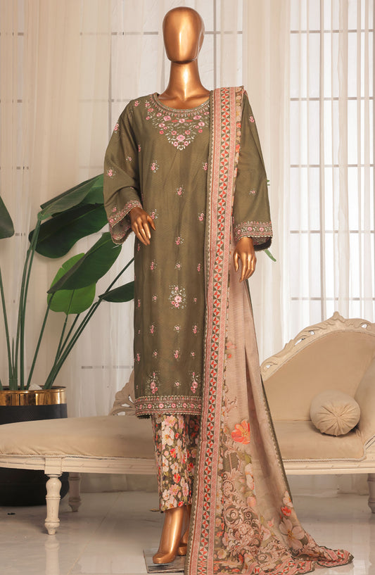 Bin Saeed Embroidered Stitched 3 Piece Suit - D-08 - BS25EKK - Green - Summer Collection