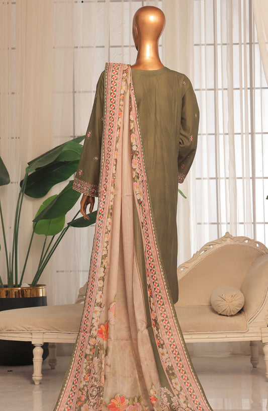Bin Saeed Embroidered Stitched 3 Piece Suit - D-08 - BS25EKK - Green - Summer Collection