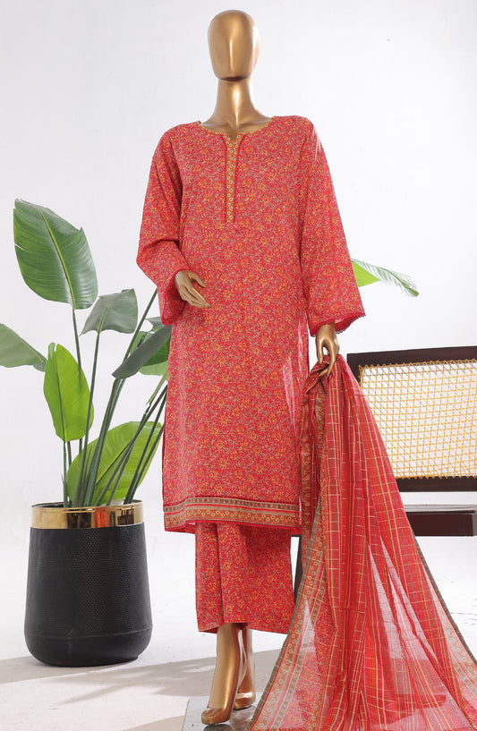 Bin Saeed Printed Lawn Stitched 3 Piece Suit - D-08 - BS25EPLV3 - Pink - Summer Collection