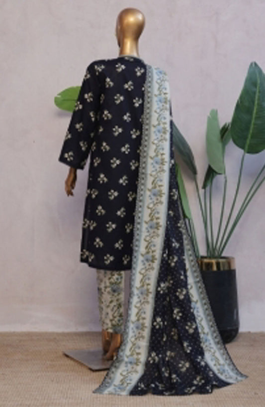 Bin Saeed Printed Lawn Stitched 3 Piece Suit - D-08 - BS25EPLV7 - Blue - Summer Collection