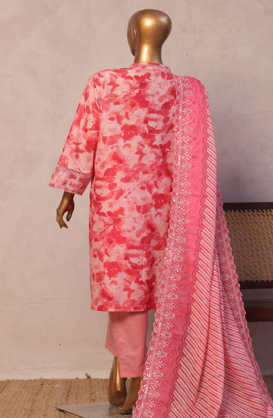 Bin Saeed Embroidered Lawn Stitched 3 Piece Suit - D-08 - BS25LELC - Pink - Summer Collection