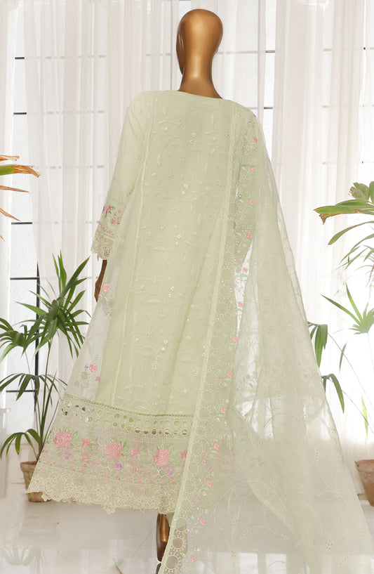 Bin Saeed Embroidered Organza Stitched 3 Piece Suit - D-08 - BS25LOCF - Green - Festive Collection