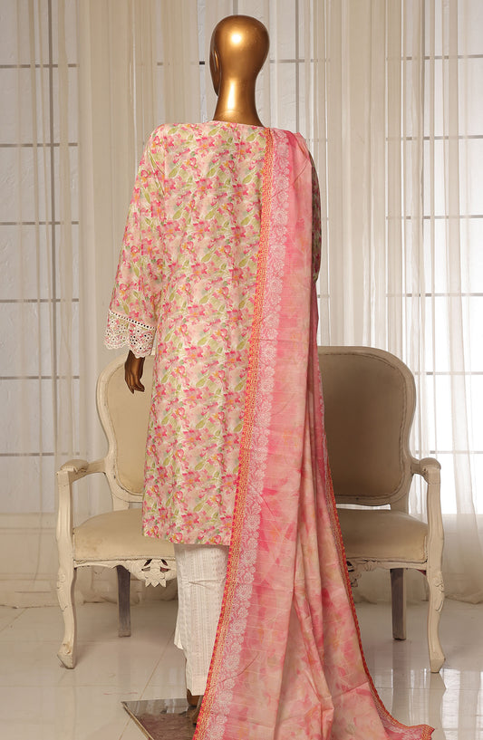 Bin Saeed Chikankari Stitched 3 Piece Suit - D-08 - BS25WNWC - Pink - Summer Collection