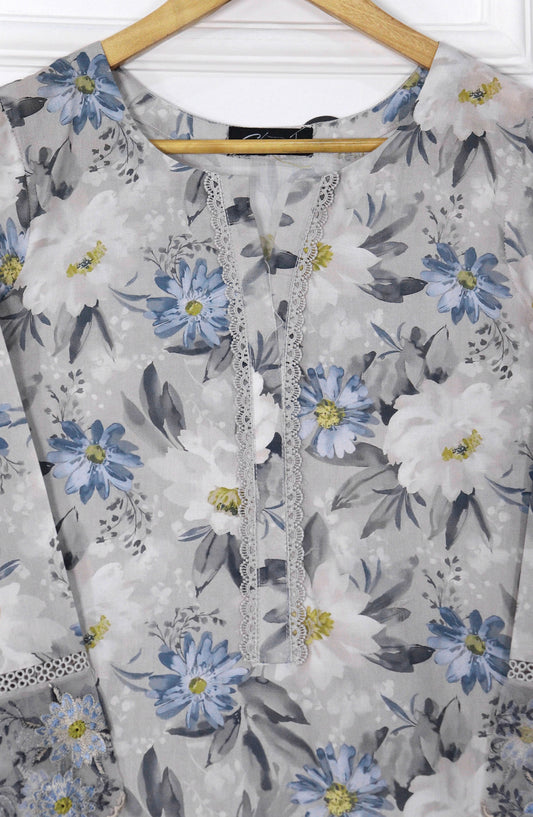 Emerge Embroidered Lawn Stitched 3 Piece Suit - D-08 - EM25CL3 - Grey - Summer Collection