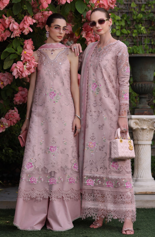 Noor by Saadia Asad Embroidered Lawn Unstitched 3 Piece Suit - D-08 - SA25ELSL - Pink - Eid Collection