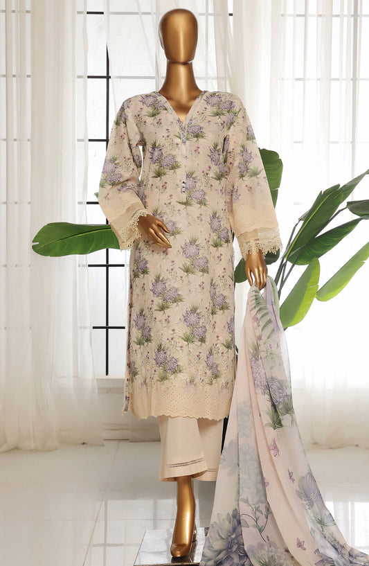 Sadabahar Chikankari Lawn Stitched 3 Piece Suit - D-08 - SBD25FC - Off White - Summer Collection