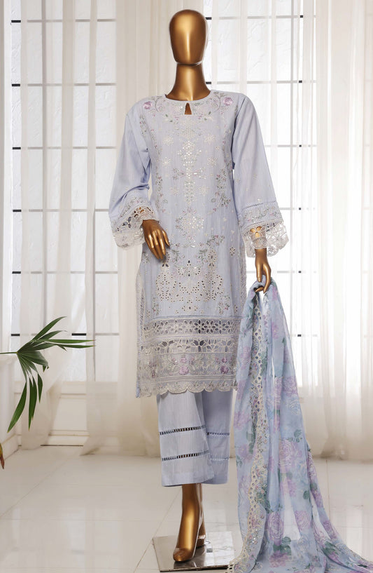 Sadabahar Embroidered Lawn Stitched 3 Piece Suit - D-08 - SDB25LES - Blue - Spring Collection