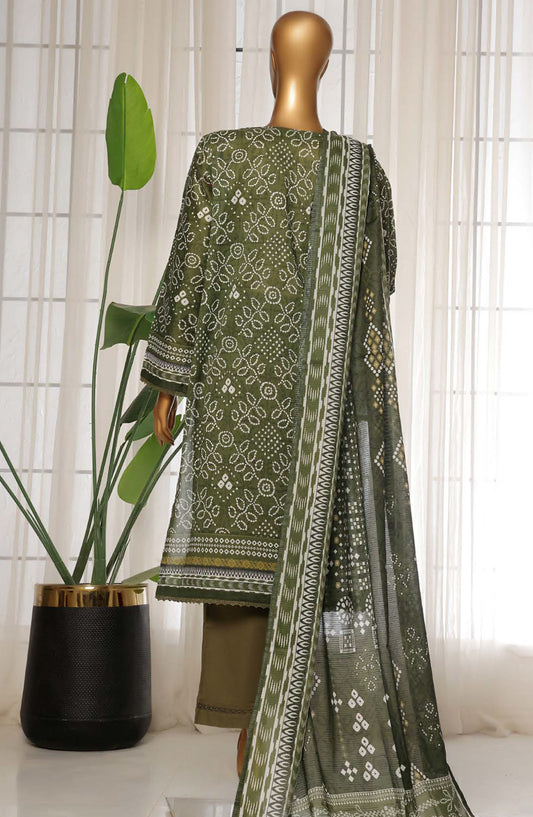 Sadabahar Printed Lawn Stitched 3 Piece Suit - D-08 - SDB25PLV3 - Green - Summer Collection
