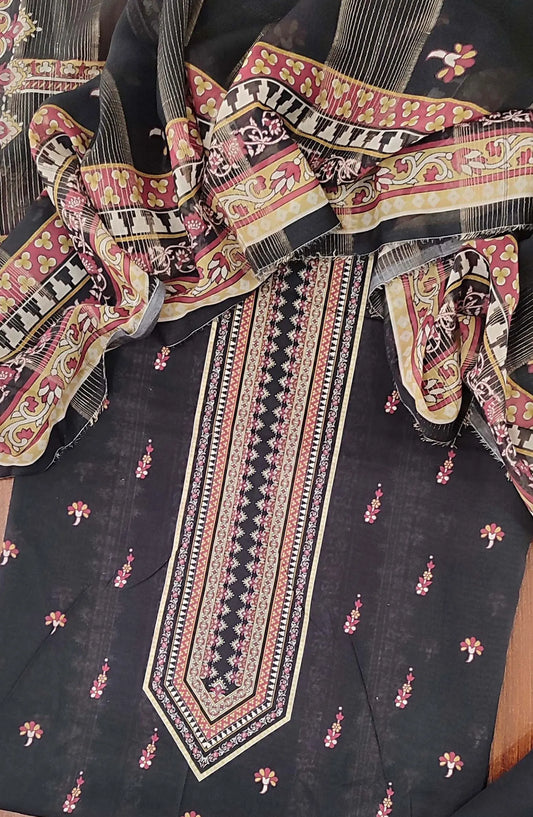 PREMIUM UNSTITCH PRINTED LAWN 3PEC WITH TILLA  DUPATTA COLLECTION - D 08