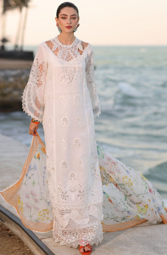 Noor by Saadia Asad Embroidered Lawn Unstitched 3 Piece - D-09-B - SA25ELL - White - Summer Collection