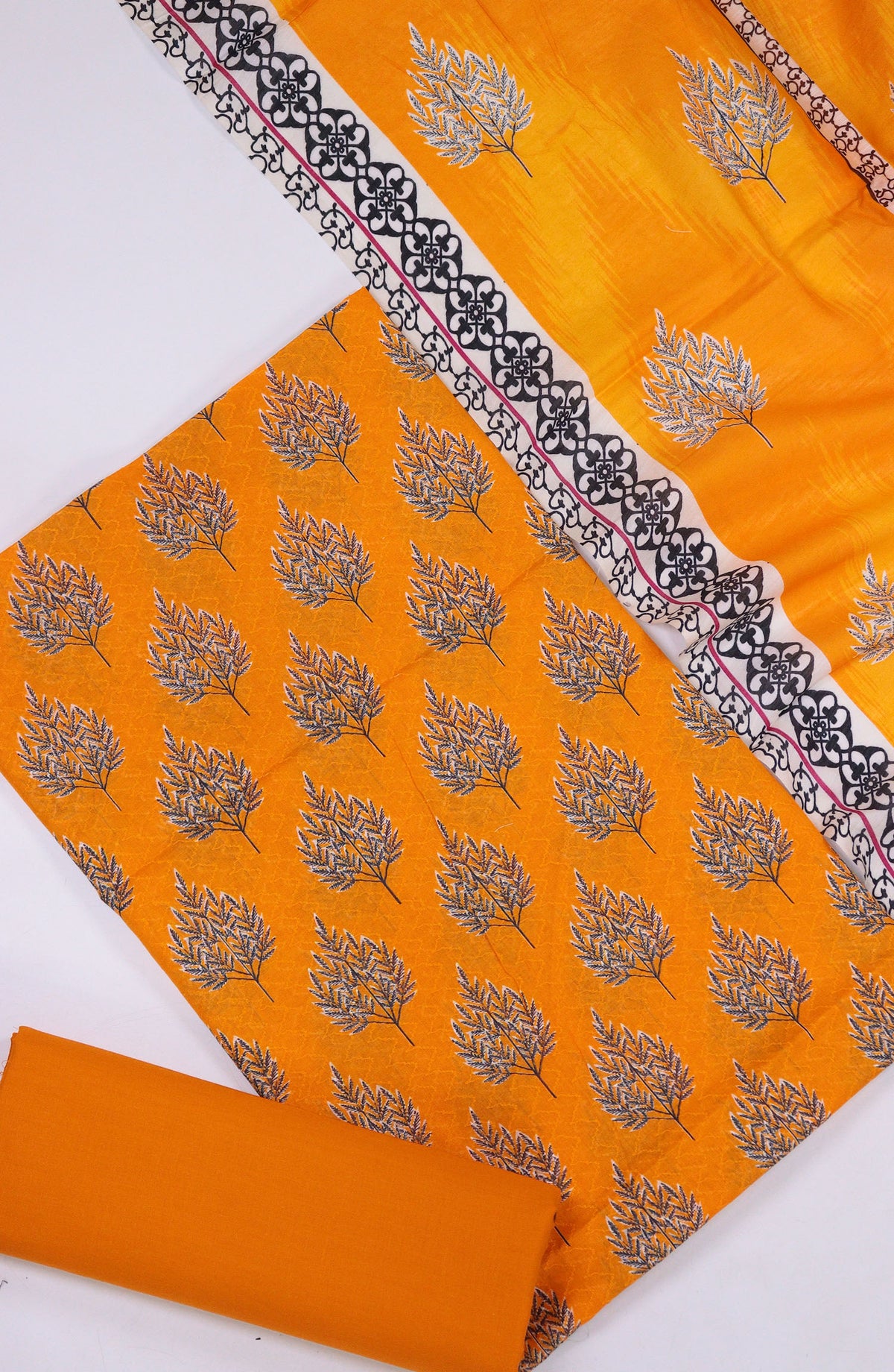 Maya by Amna Khadija Printed Lawn Unstitched 3 Piece Suit - D-09 - AM25MPPSL - Mustard - Summer Collection