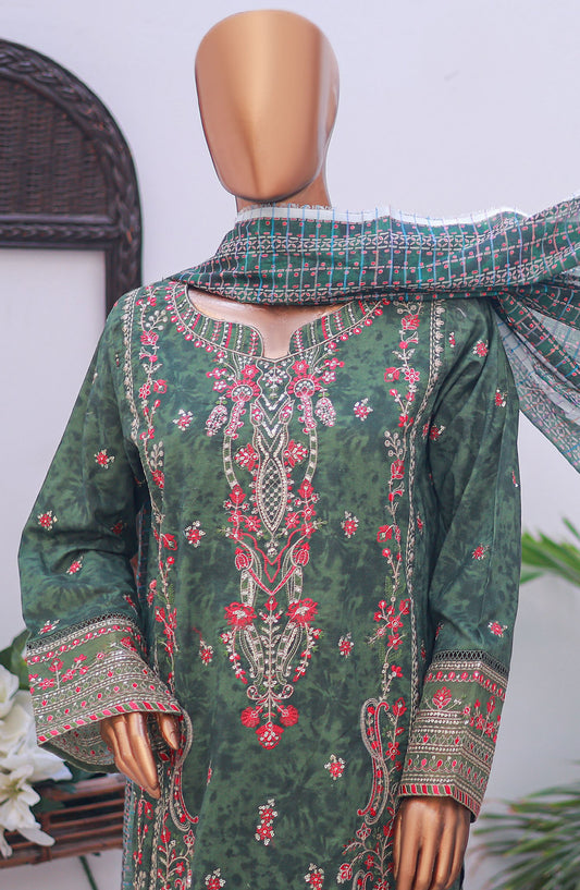 Bin Saeed Self Stripe Stitched 3 Piece Suit - D-09 - BS25EKCR - Green - Summer Collection