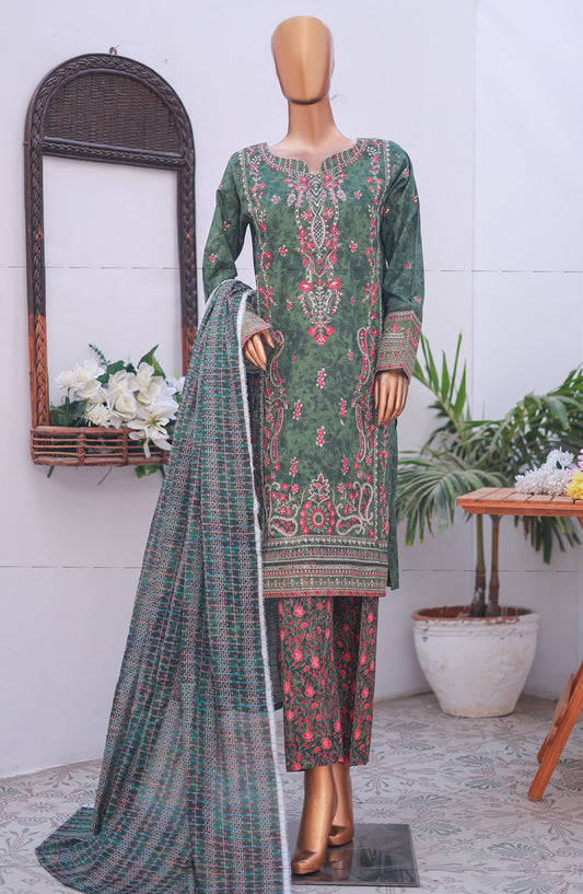 Bin Saeed Self Stripe Stitched 3 Piece Suit - D-09 - BS25EKCR - Green - Summer Collection