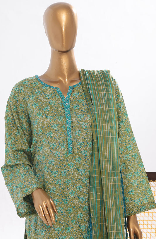 Bin Saeed Printed Lawn Stitched 3 Piece Suit - D-09 - BS25EPLV3 - Green - Summer Collection
