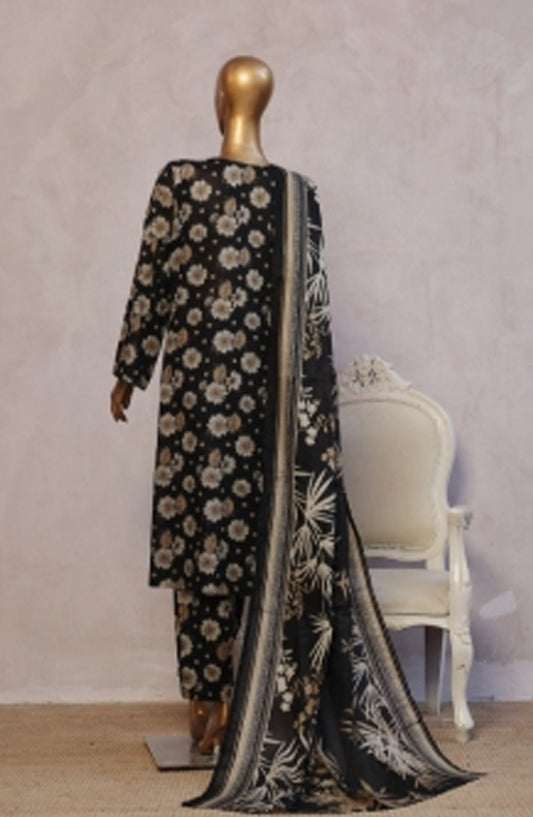 Bin Saeed Printed Lawn Stitched 3 Piece Suit - D-09 - BS25EPLV7 - Black - Summer Collection