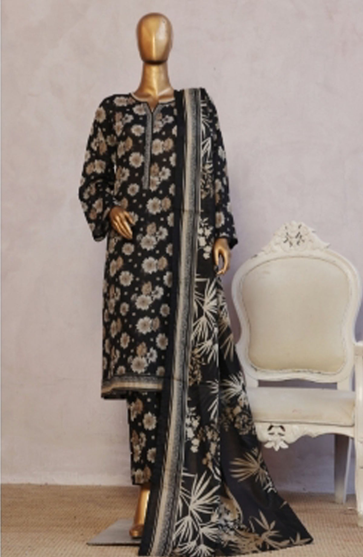 Bin Saeed Printed Lawn Stitched 3 Piece Suit - D-09 - BS25EPLV7 - Black - Summer Collection