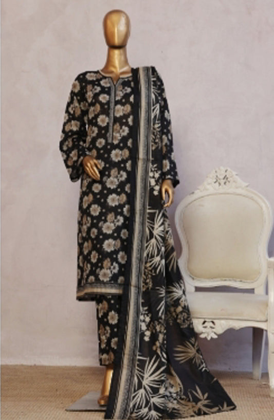 Bin Saeed Printed Lawn Stitched 3 Piece Suit - D-09 - BS25EPLV7 - Black - Summer Collection