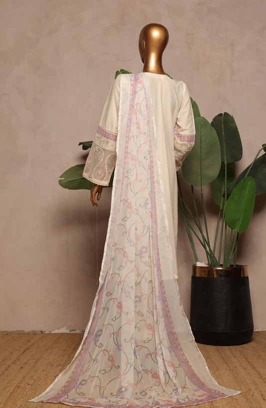 Bin Saeed Embroidered Lawn Stitched 3 Piece Suit - D-09 - BS25LPLV4 - Off White - Summer Collection