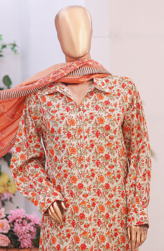 Bin Saeed Printed Lawn Stitched 3 Piece Suit - D-09 - BS25PLV6 - Orange - Summer Collection