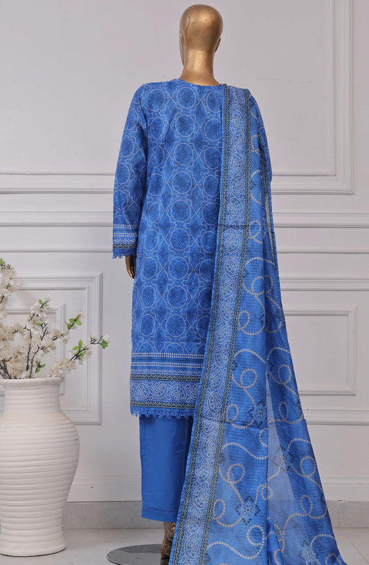 Sadabahar Printed Lawn Stitched 3 Piece Suit - D-09 - SBD25PLCV4 - Blue - Summer Collection