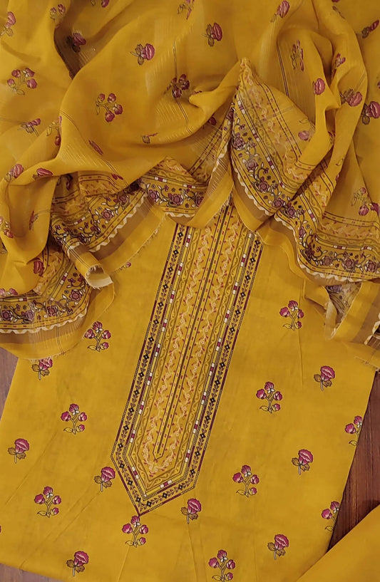 PREMIUM UNSTITCH PRINTED LAWN 3PEC WITH TILLA  DUPATTA COLLECTION - D 09