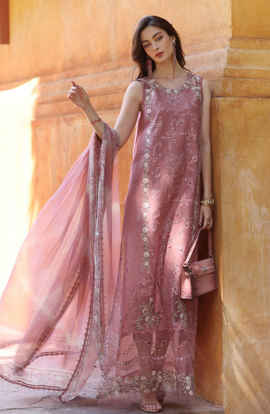 Noor by Saadia Asad Embroidered Lawn Unstitched 3 Piece - D-10-B - SA25ELL - Pink - Summer Collection