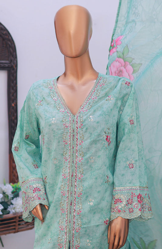 Bin Saeed Self Stripe Stitched 3 Piece Suit - D-10 - BS25EKCR - Blue - Summer Collection