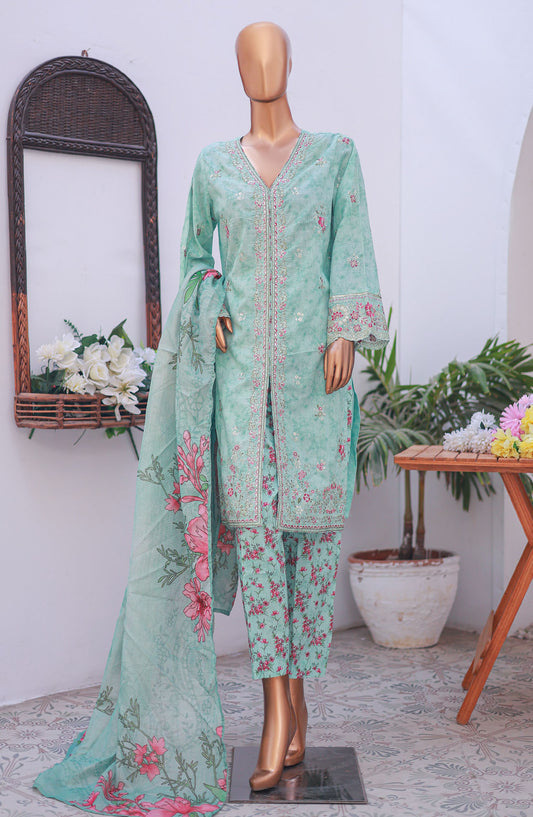 Bin Saeed Self Stripe Stitched 3 Piece Suit - D-10 - BS25EKCR - Blue - Summer Collection