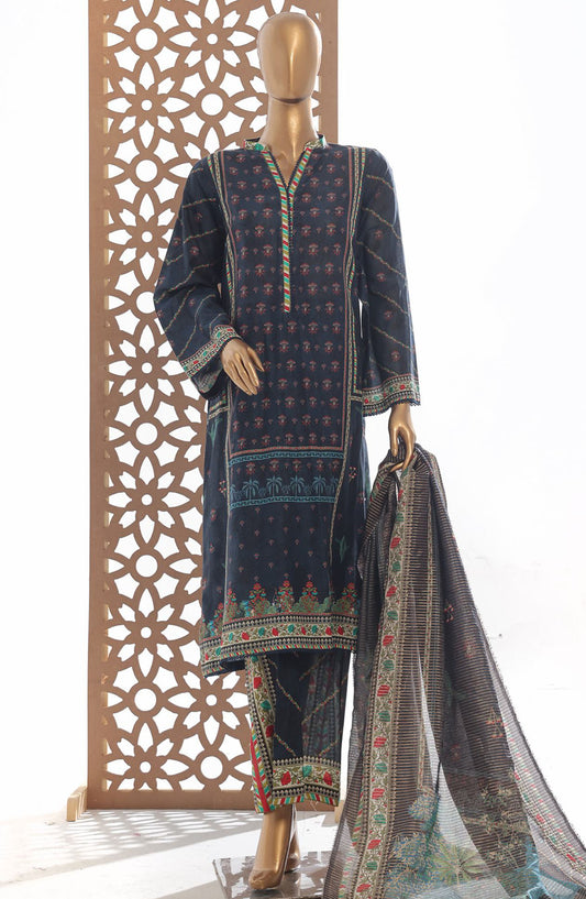 Bin Saeed Printed Lawn Stitched 3 Piece Suit - D-10 - BS25EPLV3 - Black - Summer Collection
