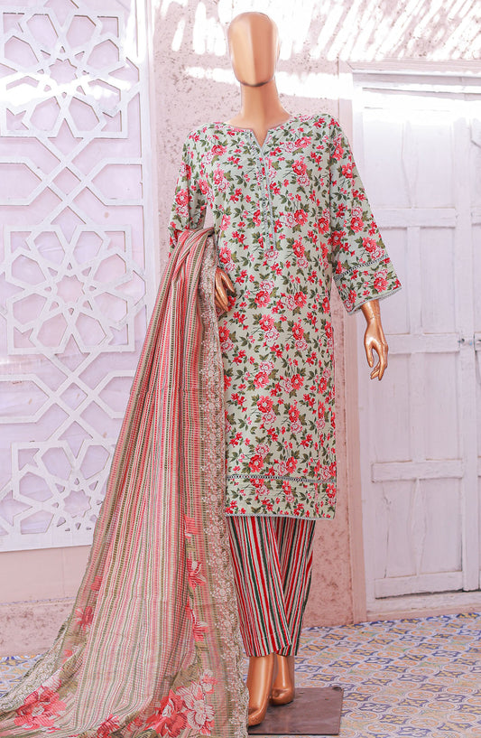 Bin Saeed Printed Lawn Stitched 3 Piece Suit - D-10 - BS25EPLV5 - Green - Summer Collection