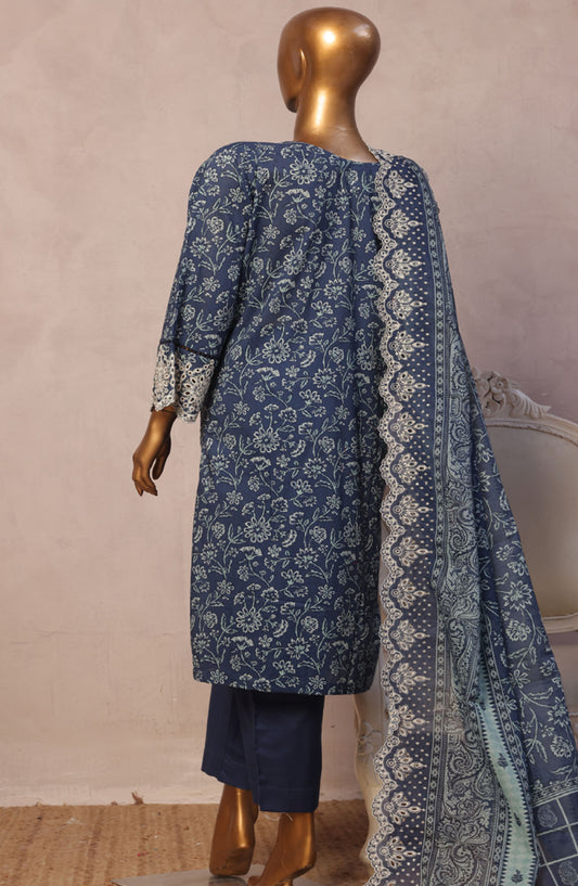 Bin Saeed Embroidered Lawn Stitched 3 Piece Suit - D-10 - BS25LELC - Blue - Summer Collection