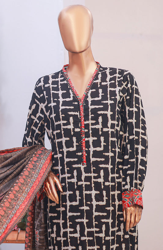 Bin Saeed Printed Lawn Stitched 3 Piece Suit - D-10 - BS25PLV6 - Black - Summer Collection