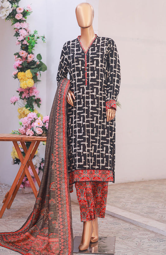 Bin Saeed Printed Lawn Stitched 3 Piece Suit - D-10 - BS25PLV6 - Black - Summer Collection