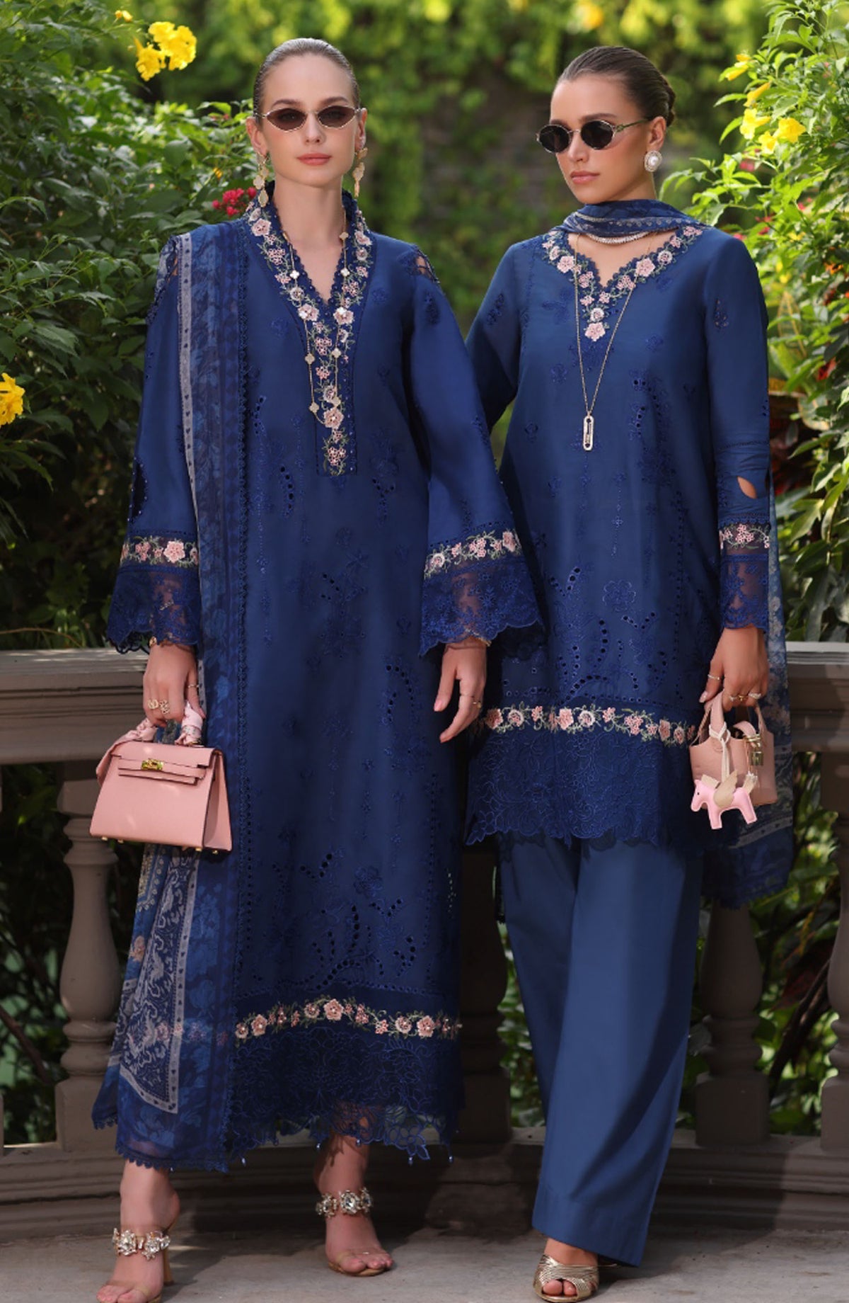 Noor by Saadia Asad Embroidered Lawn Unstitched 3 Piece Suit - D-10 - SA25ELSL - Blue - Eid Collection